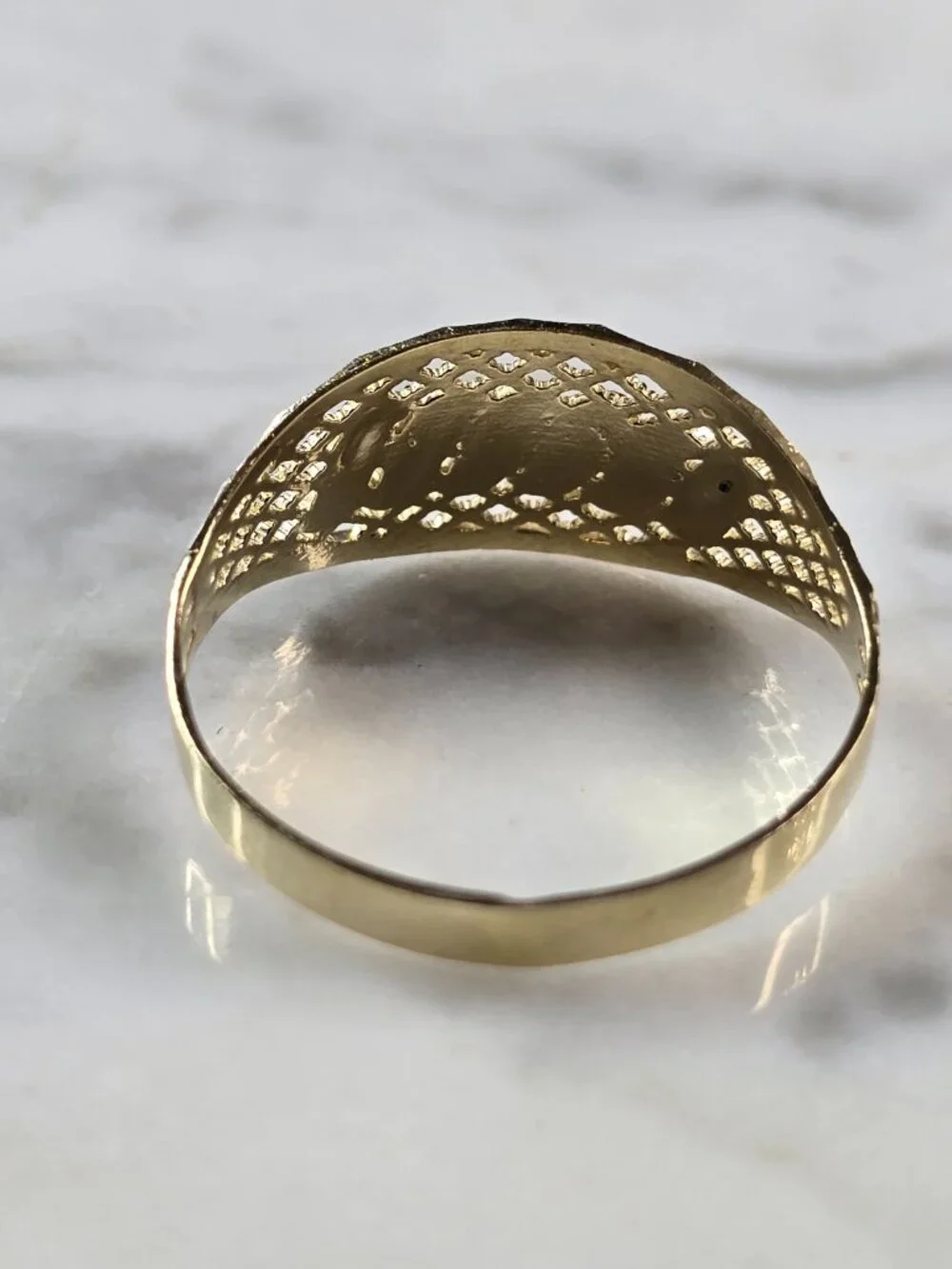 Womens 10K Yellow Gold Modernist Filigree Ring 1.3g E7943